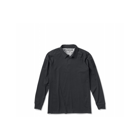 Cannae Professional Operator Long Sleeve Spandex Polo Shirt - BLACK - LARGE