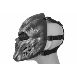 UK Arms Airsoft Full Face Villain Skull Mesh Mask - SILVER/BLACK