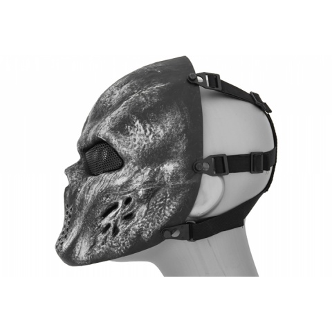 UK Arms Airsoft Full Face Villain Skull Mesh Mask - SILVER/BLACK