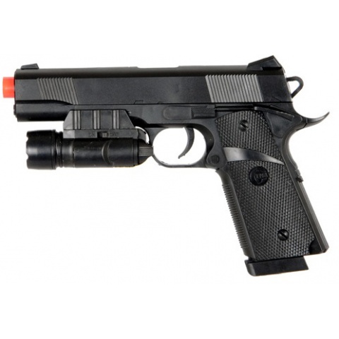 UK Arms Airsoft Spring Pistol w/ Laser and Light - BLACK
