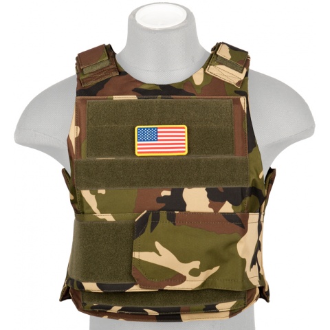 Lancer Tactical Airsoft Adjustable American Tactical Vest [Nylon] (Woodland)