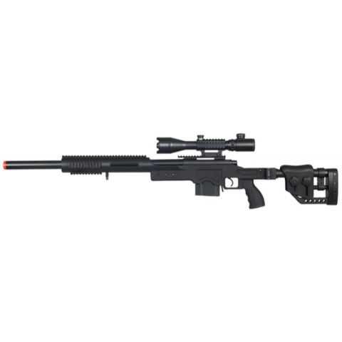 WELL Airsoft MB4410BA2 Bolt Action Rifle w/ Illuminated Scope -BLACK