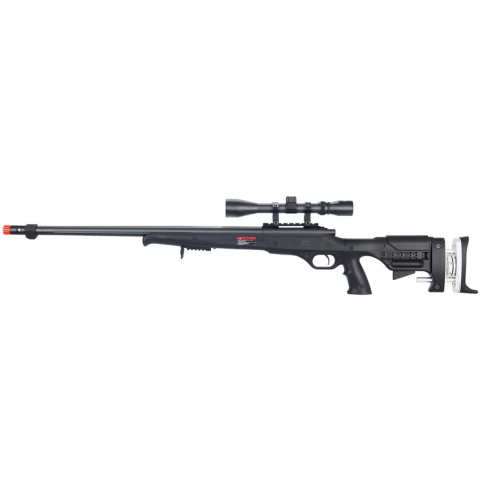WELL Airsoft MB12BA Bolt Rifle w/ Fluted Barrel & Scope - BLACK