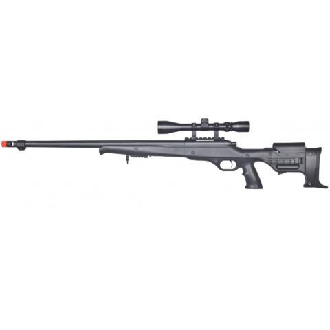 UK Arms Airsoft Bolt Action Rifle w/ Fluted Barrel and Scope - BLACK