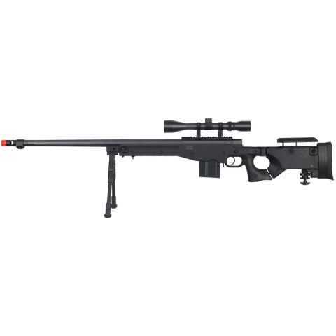 UK Arms Airsoft L96 Bolt Action Fluted Scope Rifle w/ Bipod - BLACK