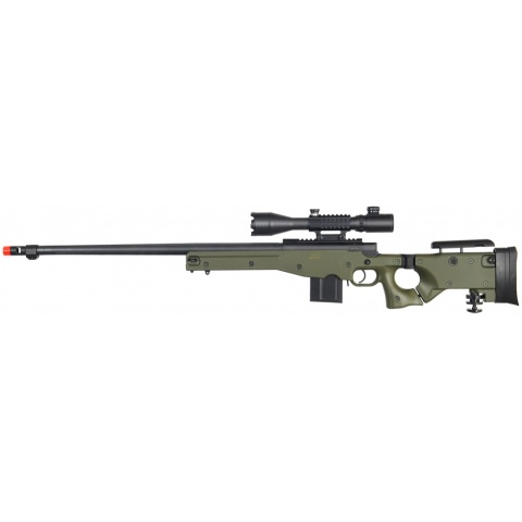 UK Arms Airsoft L96 Fluted Barrel Bolt Action Scope Rifle - OD GREEN