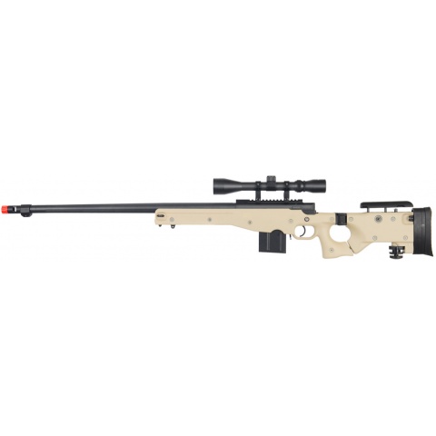 UK Arms Airsoft L96 Fluted Barrel Bolt Action Rifle w/ Scope - TAN