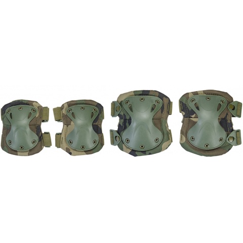 UK Arms Tactical Quick Release Knee and Elbow Pad Set - WOODLAND