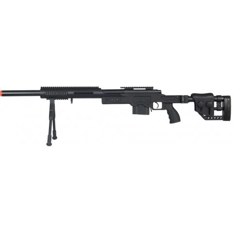 Well Airsoft M24 Bolt Action Rifle w/ Fiber Stock & Bipod - BLACK