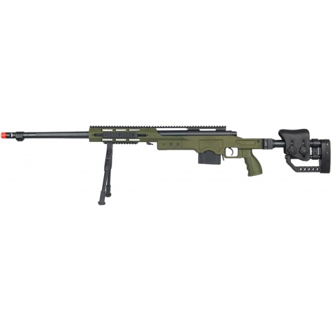 Well Airsoft M24 Bolt Action Rifle w/ Fluted Barrel & Bipod - OD GREEN