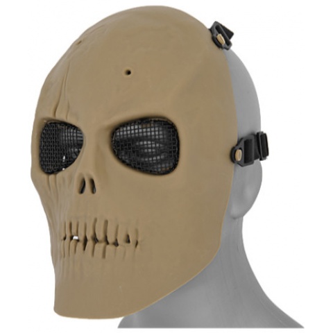 UK Arms Airsoft Mesh Scarred Skull Mask Version 2 - TAN