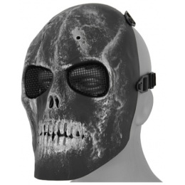 UK Arms Airsoft Scarred Skull Mask Version 2 - SILVER & BLACK