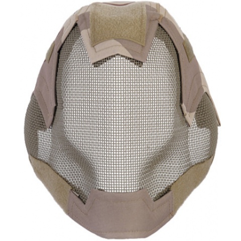 UK Arms Airsoft V6 Strike Full Face Mesh Mask Helmet - 3 COLOR DESERT