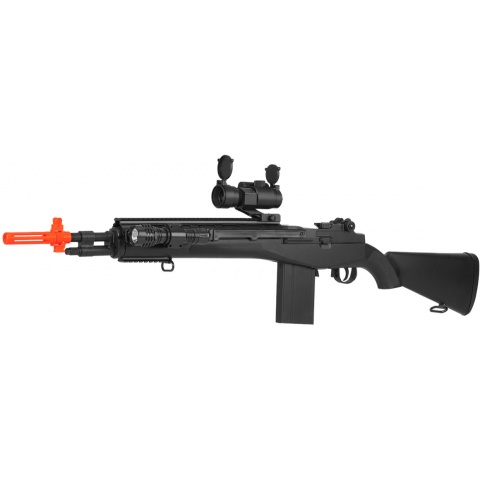 UK Arms Airsoft M14 Scout Spring Rifle w/ Red Dot Sight - BLACK