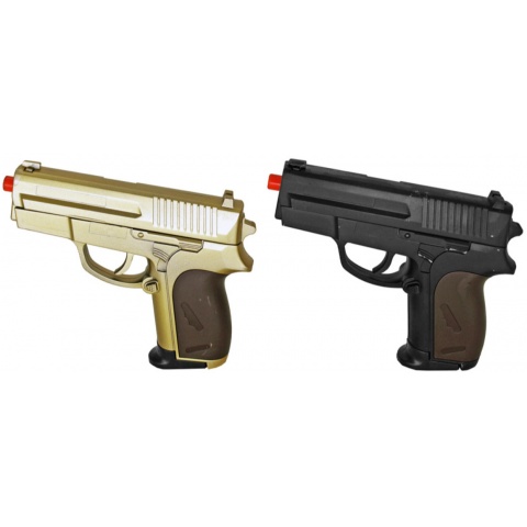 UK Arms Airsoft Spring Powered Pistol Combo Pack - BLACK/GOLD