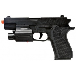 UK Arms Airsoft Spring Powered Laser Flashlight Pistol - BLACK