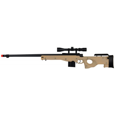 Well Airsoft  Bolt Action Rifle w/ Fluted Barrel and Scope - TAN