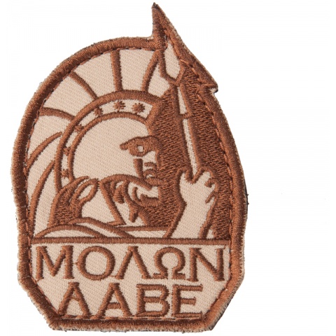 AMA Airsoft AC-142 Molon Labe Hook and Loop Morale Patch - TAN