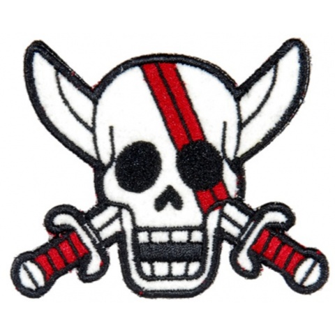 AMA Airsoft AC-140l Pirate Skull Morale Patch - WHITE/RED
