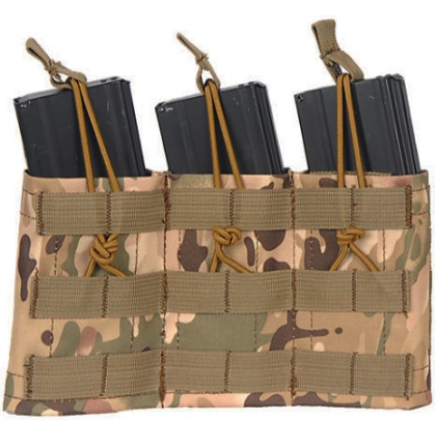 Lancer Tactical Airsoft Triple MOLLE Bungee Mag Pouch - CAMO