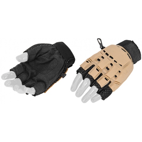 UK Arms Airsoft Tactical Half Finger Gloves Medium - TAN
