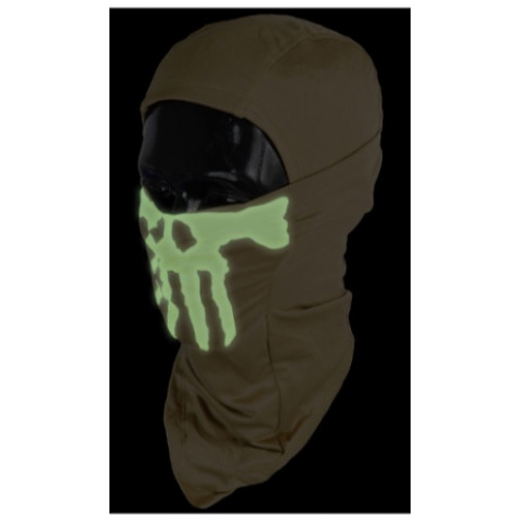 UK Arms Airsoft Tactical Glow-in-Dark Skull Balaclava Face Mask - TAN