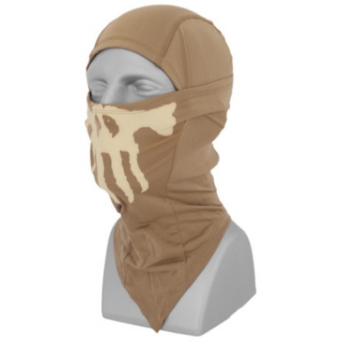 UK Arms Airsoft Tactical Glow-in-Dark Skull Balaclava Face Mask - TAN