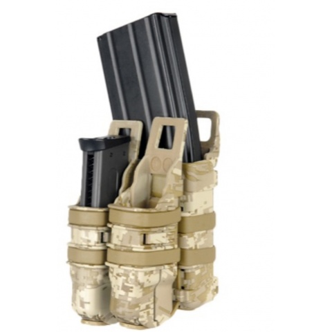 UK Arms Airsoft Tactical 1X Rifle/2X Pistol Mag Pouch - DESERT DIGITAL