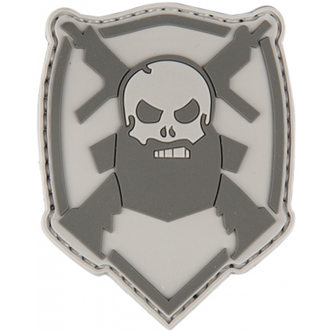 UK Arms Airsoft Tactical Bearded Skull PVC Patch - GRAY