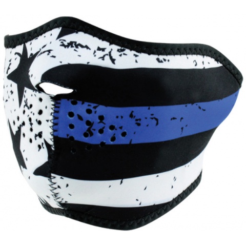 Zan Headgear Airsoft Tactical Blue Line Motley Half Face Mask - BLACK