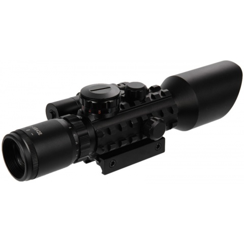 Lancer Tactical Airsoft 3-10x42mm Red/Green Scope w/ Laser - BLACK
