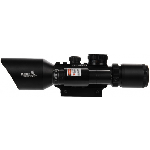 Lancer Tactical Airsoft 3-10x42mm Red/Green Scope w/ Laser - BLACK