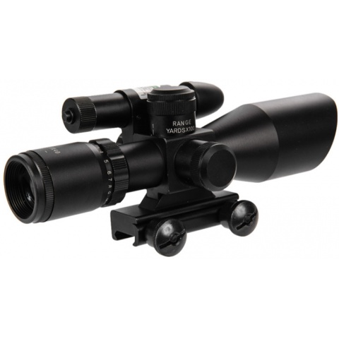 Lancer Tactical 2.5-10X40mm Red/Green Scope w/ Green Laser - BLACK