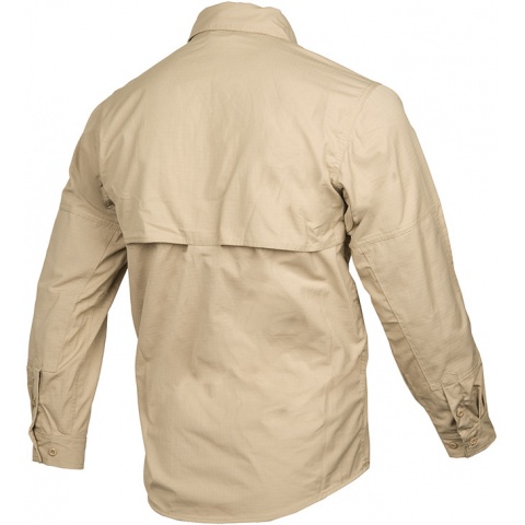 Lancer Tactical Ripstop Buttoned 3/4 Long Sleeve Shirt - TAN