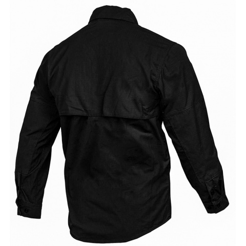Lancer Tactical Ripstop Buttoned 3/4 Long Sleeve Shirt - BLACK