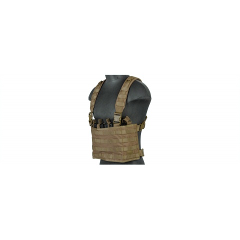 Lancer Tactical Airsoft Lightweight Magazine Pouch Chest Rig - TAN