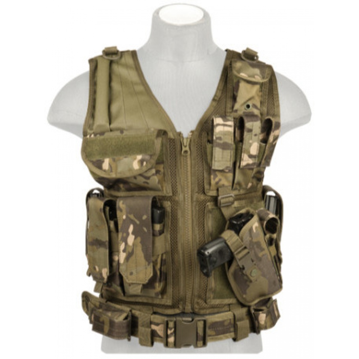 Camo Lancer Tactical Cross Draw Vest w/Holster 