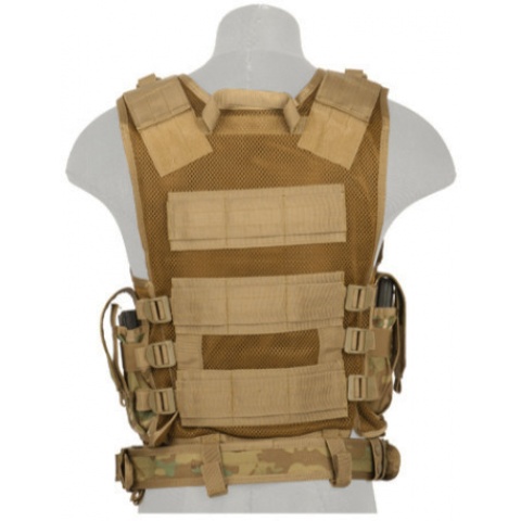 Lancer Tactical Airsoft Cross Draw Vest w/ Holster - CAMO