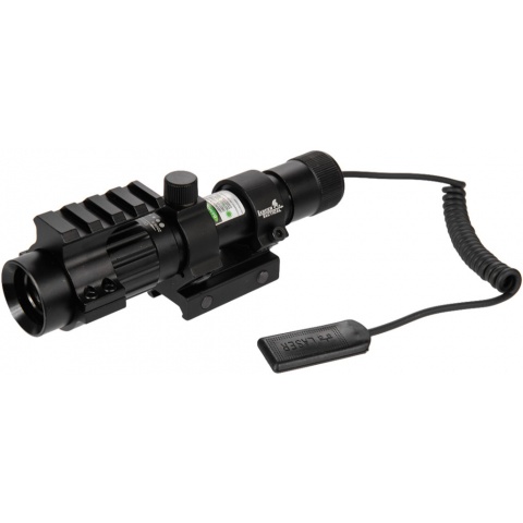 Lancer Tactical Airsoft Adjustable Green Laser Sight w/ Mount - BLACK
