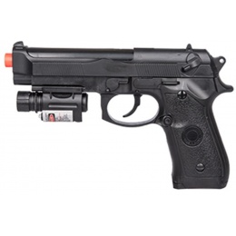 UK Arms P2218B Airsoft Spring Powered Pistol w/ Laser - BLACK