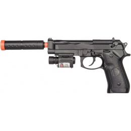 UK Arms P2218C Airsoft Spring Powered Pistol w/ Laser - BLACK