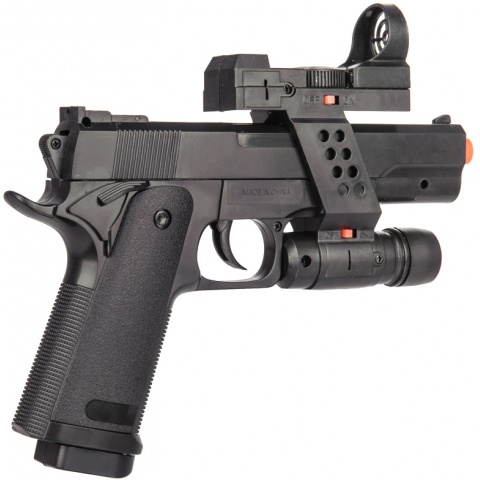 UK Arms G153BAF Airsoft Spring Laser Pistol w/ Flashlight - BLACK