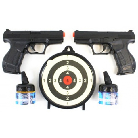 Umarex Licensed Walther P99 2x Pistols w/ 2 Bottles of BBs + Target