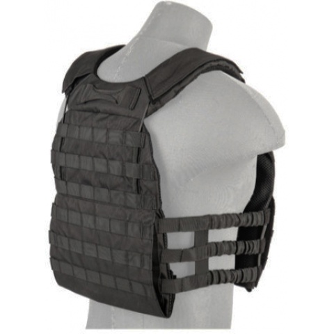 Lancer Tactical 600D Nylon Tactical Vest w/ Shoulder Straps (Black)