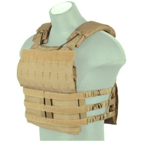 Lancer Tactical 600D Nylon Tactical Vest w/ Shoulder Straps (CB)
