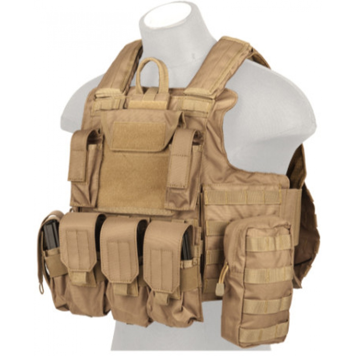 Lancer Tactical 600D Nylon Strike Tactical Vest (Coyote Brown ...