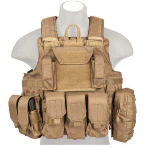 Lancer Tactical 600D Nylon Strike Tactical Vest (Coyote Brown)