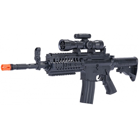UK Arms Airsoft Mini M4 SIR Spring Powered Rifle w/ Scope - BLACK