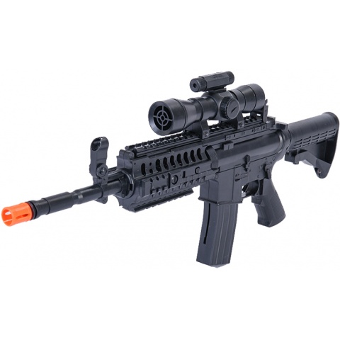 UK Arms Airsoft Mini M4 SIR Spring Powered Rifle w/ Scope - BLACK