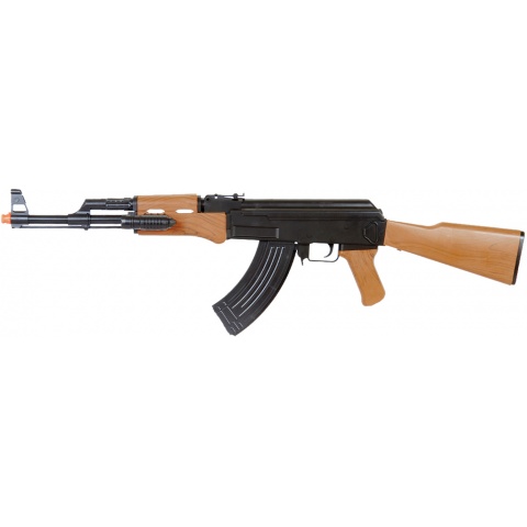 UK Arms Airsoft Spring AK-47 Rifle w/ Laser/FlashLight - BLACK/WOOD